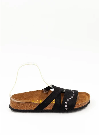 Черные шлепанцы Birkenstock с заклепками