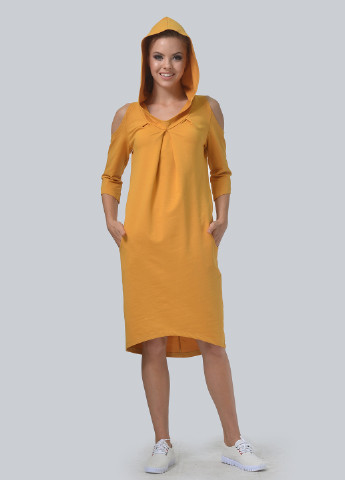 Желтое кэжуал платье платье-худи Agata Webers однотонное