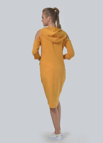 Желтое кэжуал платье платье-худи Agata Webers однотонное