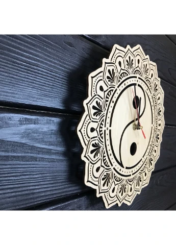 Незвичайний дерев`яний годинник на стіну «Інь Ян» 7Arts (253566093)