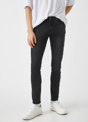 Черные демисезонные скинни, зауженные джинсы KOTON