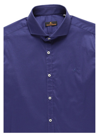 Темно-синяя классическая, кэжуал рубашка однотонная Nazarenogabrielli