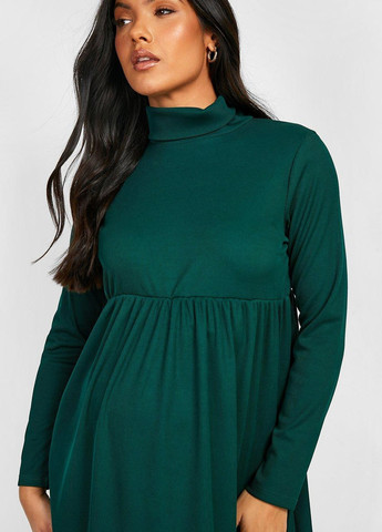 Темно-зеленое кэжуал платье для беременных платье-водолазка Boohoo однотонное