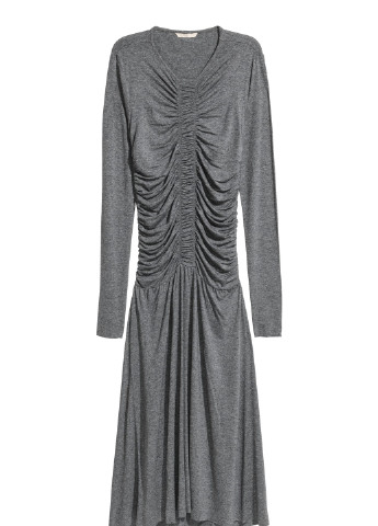 Темно-серое кэжуал платье из джерси с драпировкой H&M меланжевое