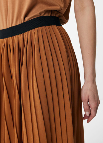 Светло-коричневая кэжуал однотонная юбка Mexx плиссе, клешированная