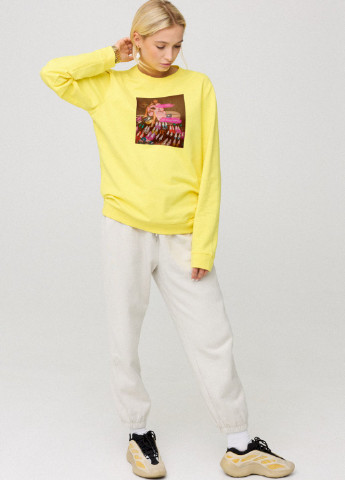 Жовтий свитшот женский с принтом оверсайз /no flis/ YAPPI (254557456)