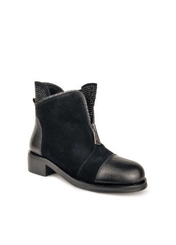 Осенние ботинки женские кожаные осень весна черные на молнии Brocoli