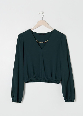 Темно-зелёная блуза Sinsay
