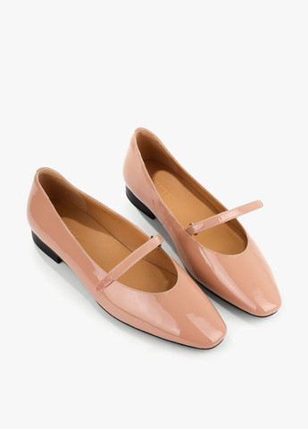 Жіночі балетки Le'BERDES | бежеві однотонні лаковані натуральна шкіра (293152913)
