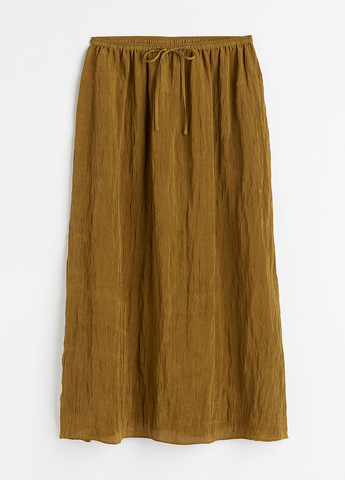 Оливковая кэжуал однотонная юбка H&M а-силуэта (трапеция)