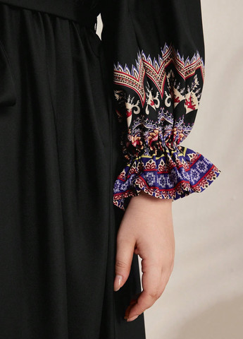 Черное кэжуал, праздничный платье а-силуэт SHEIN с рисунком