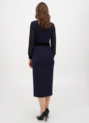 Темно-синее кэжуал платье а-силуэт Sassofono однотонное