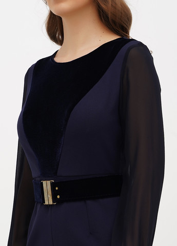 Темно-синее кэжуал платье а-силуэт Sassofono однотонное