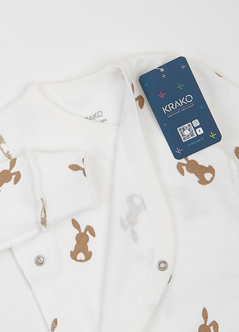 Молочний демісезонний комплект (боді, повзунки, шапка) KRAKO