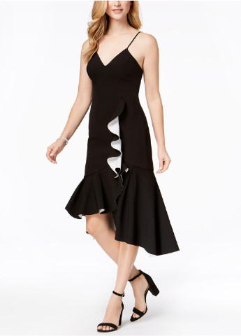 Чорна коктейльна сукня годе Bardot однотонна