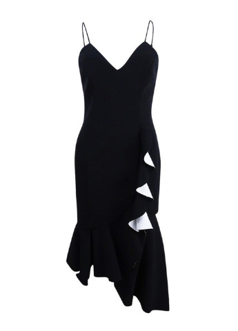 Черное коктейльное платье годе Bardot однотонное