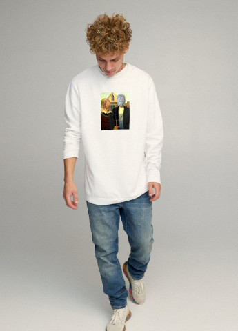 Белый світшот чоловічий oversize /no flis/ YAPPI рисунок (254557694)