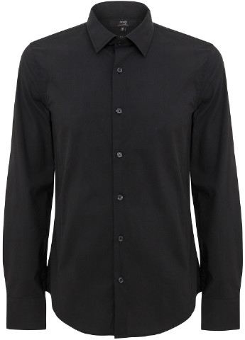 Черная классическая рубашка однотонная Oodji с длинным рукавом