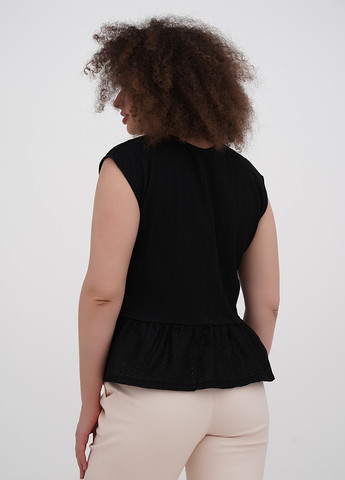Черная летняя блуза с баской Orsay
