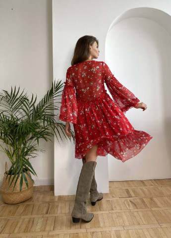 Красное платье Nenka с цветочным принтом