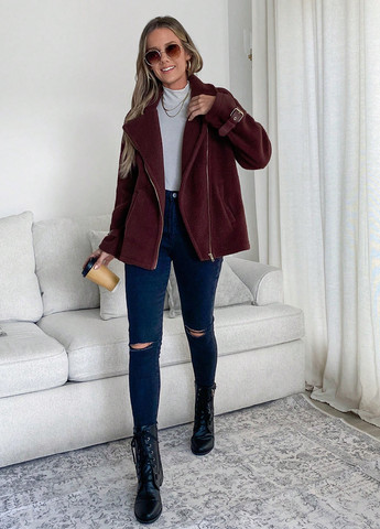 Бордова демісезонна куртка SHEIN