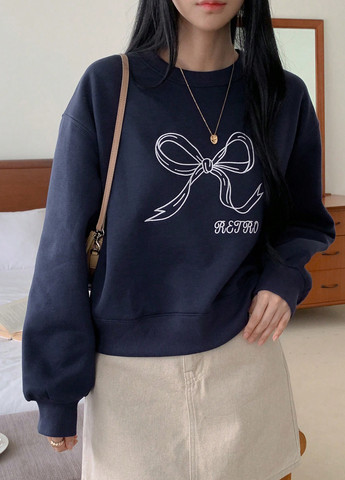 Темно-синий свитшот Dazy однотонный вышивка (364099524)