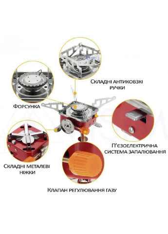 Портативная газовая горелка с ветрозащитой Kovar K-202 Led (255456977)