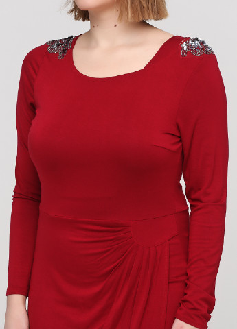 Бордовое коктейльное платье футляр Balsamik однотонное