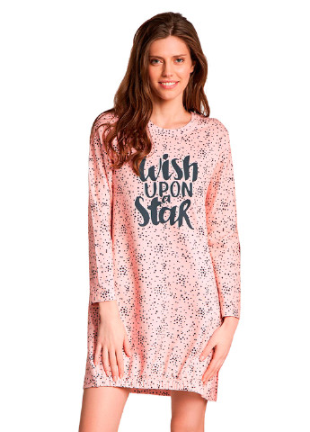 Ночная рубашка Ellen надпись светло-розовая домашняя трикотаж