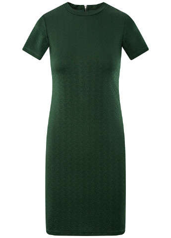 Темно-зеленое деловое платье короткое Oodji фактурное