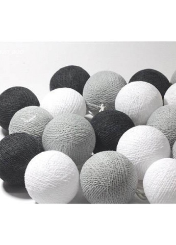 Гирлянда тайские шарики-фонарики CBL Black&Grey 20 шариков, 3.7 м Cotton Ball Lights 4038 (252643948)