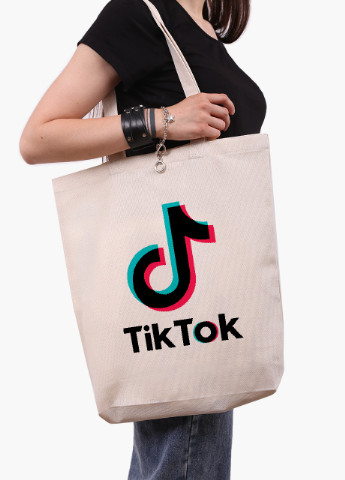 Эко сумка шоппер белая ТикТок (TikTok) (9227-1389-WTD) экосумка шопер 41*39*8 см MobiPrint (216642066)