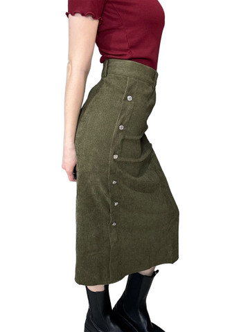 Оливковая (хаки) кэжуал однотонная юбка SHEIN карандаш