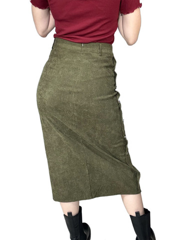 Оливковая (хаки) кэжуал однотонная юбка SHEIN карандаш