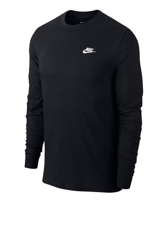 Черный демисезонный спортивный лонгслив Nike однотонный
