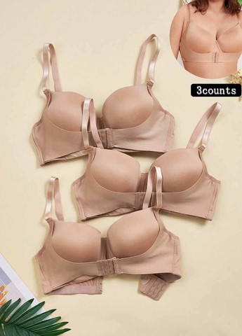 Бежевый бюстгальтер (3 шт.) SHEIN с косточками полиэстер