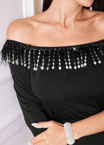 Черное вечернее платье футляр SHEIN однотонное