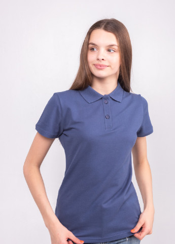 Синяя женская футболка-футболка поло жіноча TvoePolo однотонная