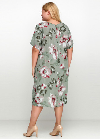 Оливковое (хаки) кэжуал платье Miss Style с цветочным принтом