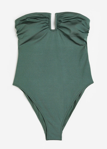 Темно-зеленый летний купальник бандо, слитный H&M