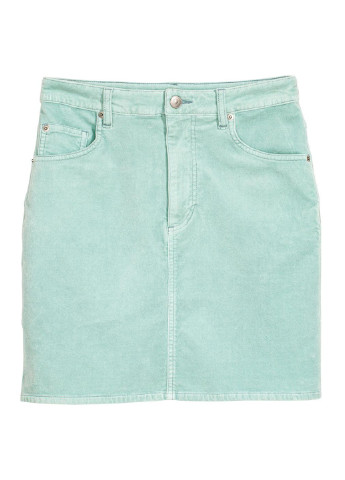 Бирюзовая джинсовая однотонная юбка H&M карандаш