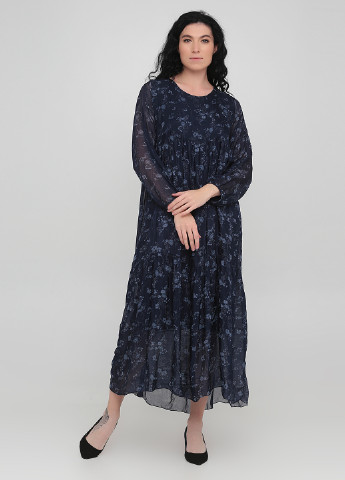 Темно-синее кэжуал платье оверсайз Made in Italy с цветочным принтом