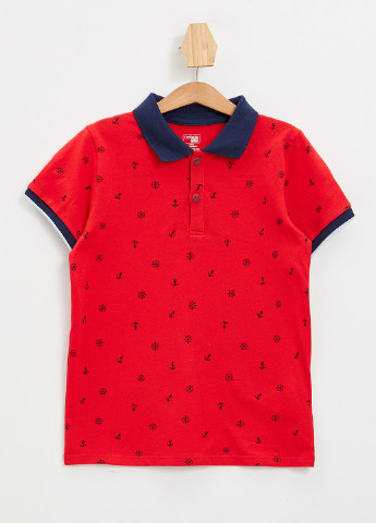 Красная детская футболка-поло для мальчика DeFacto