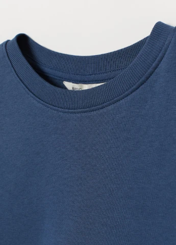 H&M світшоти однотонний синій кежуал бавовна органічна, байка