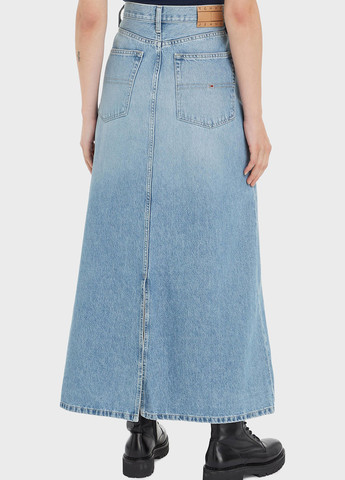 Светло-синяя джинсовая однотонная юбка Tommy Jeans а-силуэта (трапеция)