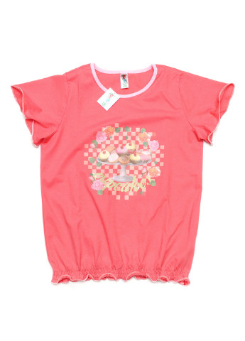 Коралловая летняя футболка с коротким рукавом Do-Re-Mi