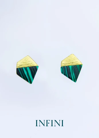 Серьги серебряные Infini с малахитом (222694042)