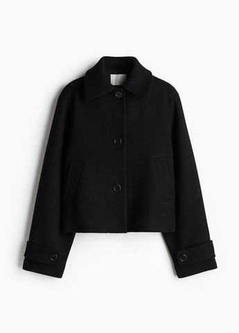 Чорне Кежуал напівпальто однобортне H&M однотонне