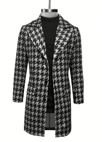 Чорно-білий демісезонне Пальто однобортне SHEIN