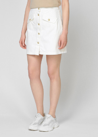 Белая джинсовая однотонная юбка Gant а-силуэта (трапеция)
